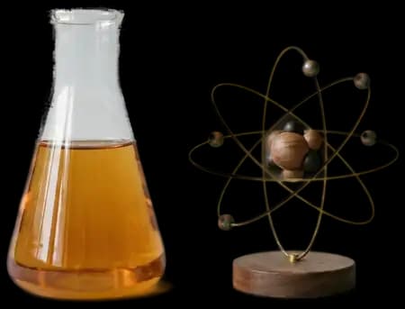 General Science laboratory flasks and atom model cutout